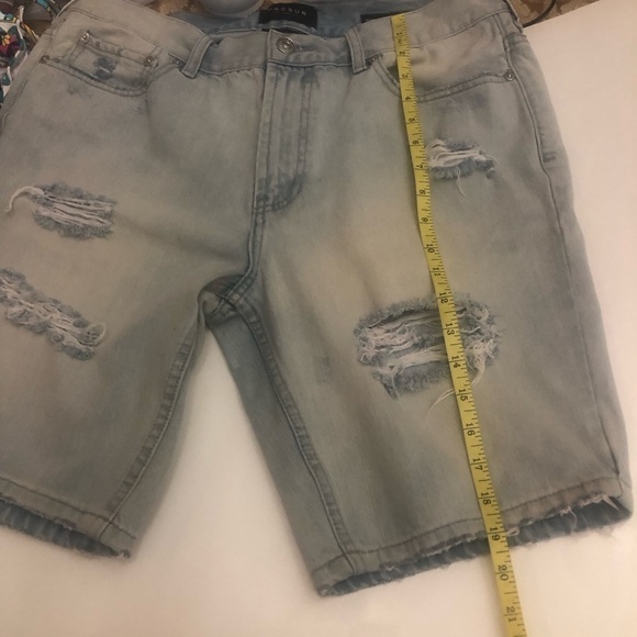 PacSun Men’s Distressed Vertical Stretch Skinny Denim Shorts Size W34 - Picture 11 of 14